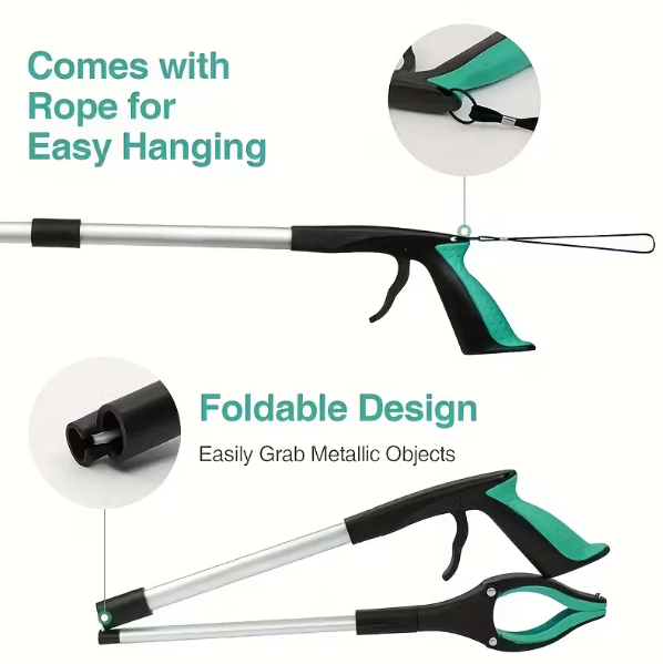 Heavy-Duty Steel Folding Trash Picker – 32" with Magnet & Anti-Slip Handle