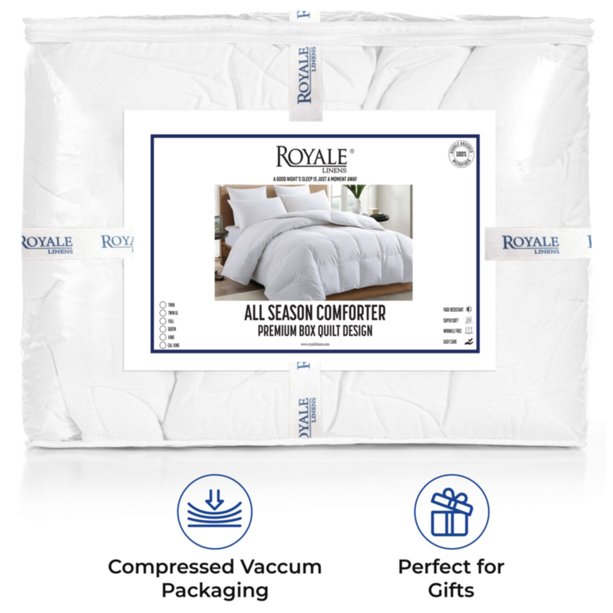 Royale All Season Down Alternative Bedding Lightweight Quilted Comforter with Corner Tabs