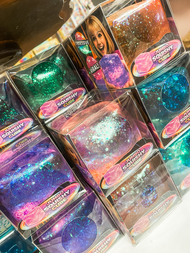 Fun Doh Jumbo Squishy Cube | Giant Glitter Sensory Stress Relief Fidget