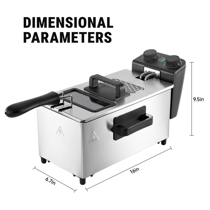 1700W Electric Deep Fryer 3L/5L Stainless Steel w Basket Timer Temperature