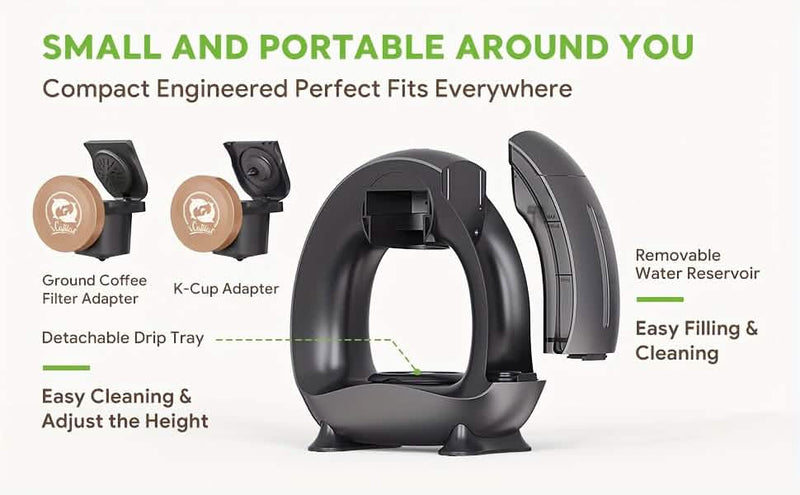 2 in 1 Single Serve Coffee Maker K Cup & Ground Coffee Brewer 4-8 Cup Size