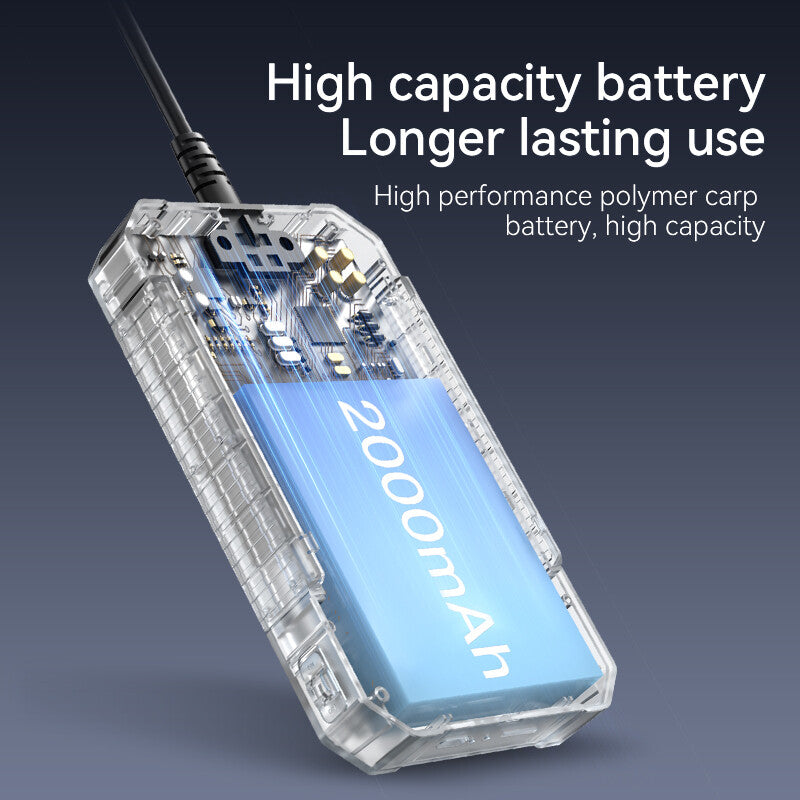 Cutaway of the handset showing the 2000 mAh rechargeable battery inside