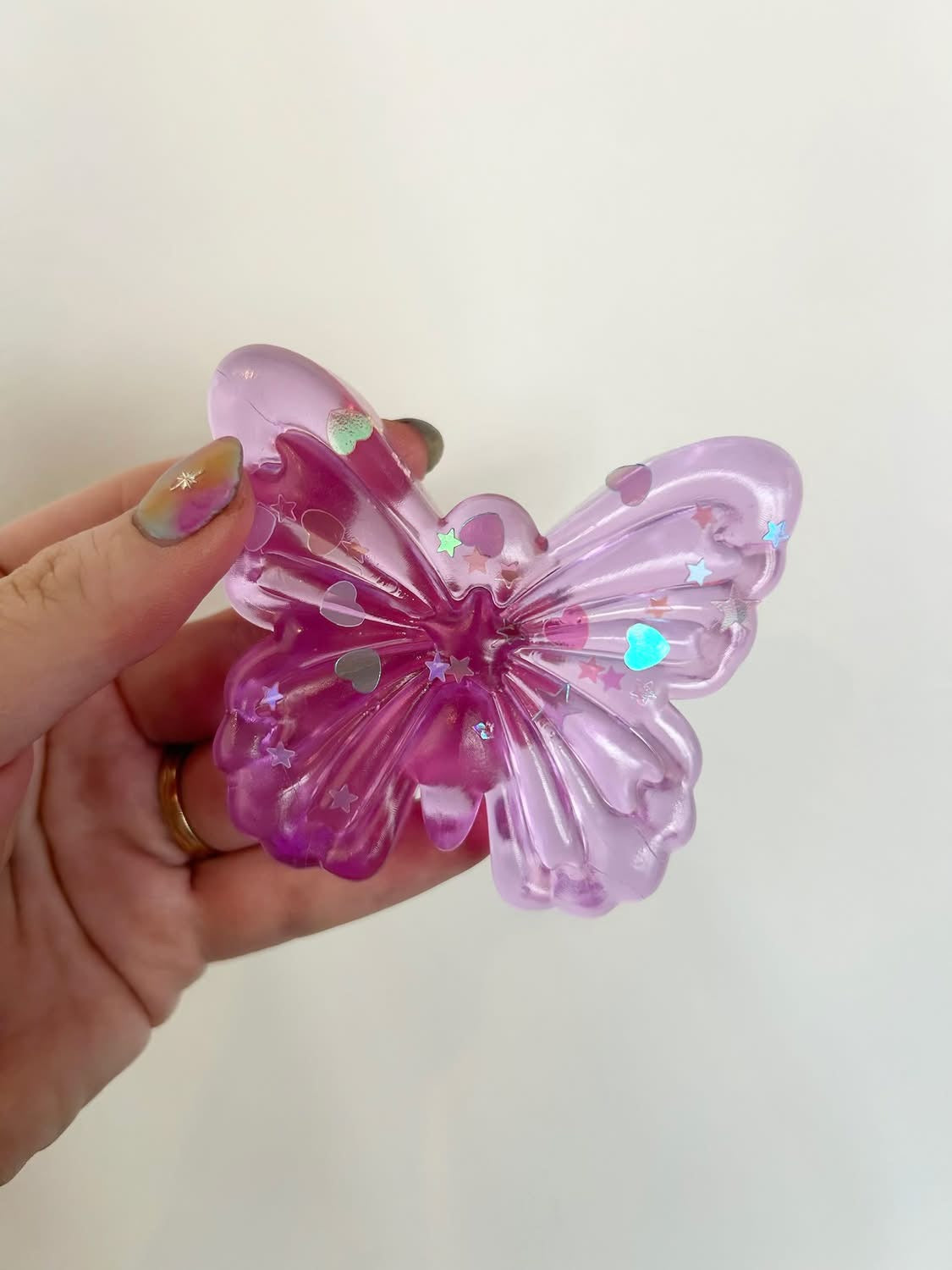 Butterfly Glitter Squishy Sensory Toy | Pink & Purple Fidget Stress Relief Toy for Kids