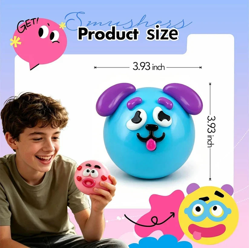 Funny Face Expressions Squishy Ball - Slow Rising Sensory Stress Toy