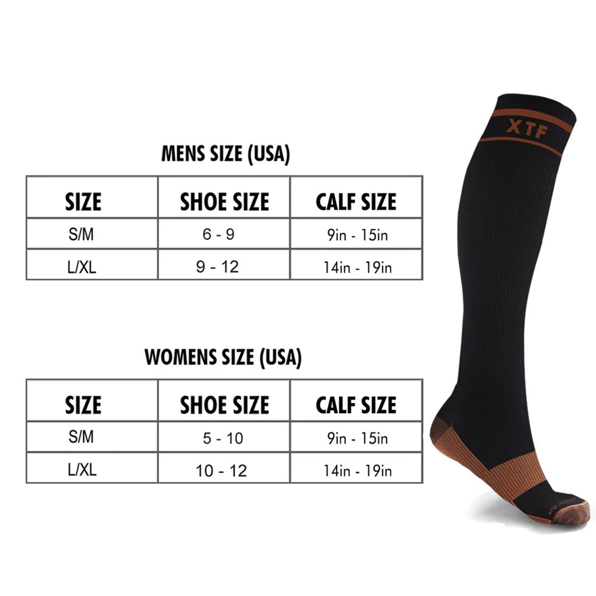 6-Pairs: Unisex Copper-Infused Knee High Compression Socks