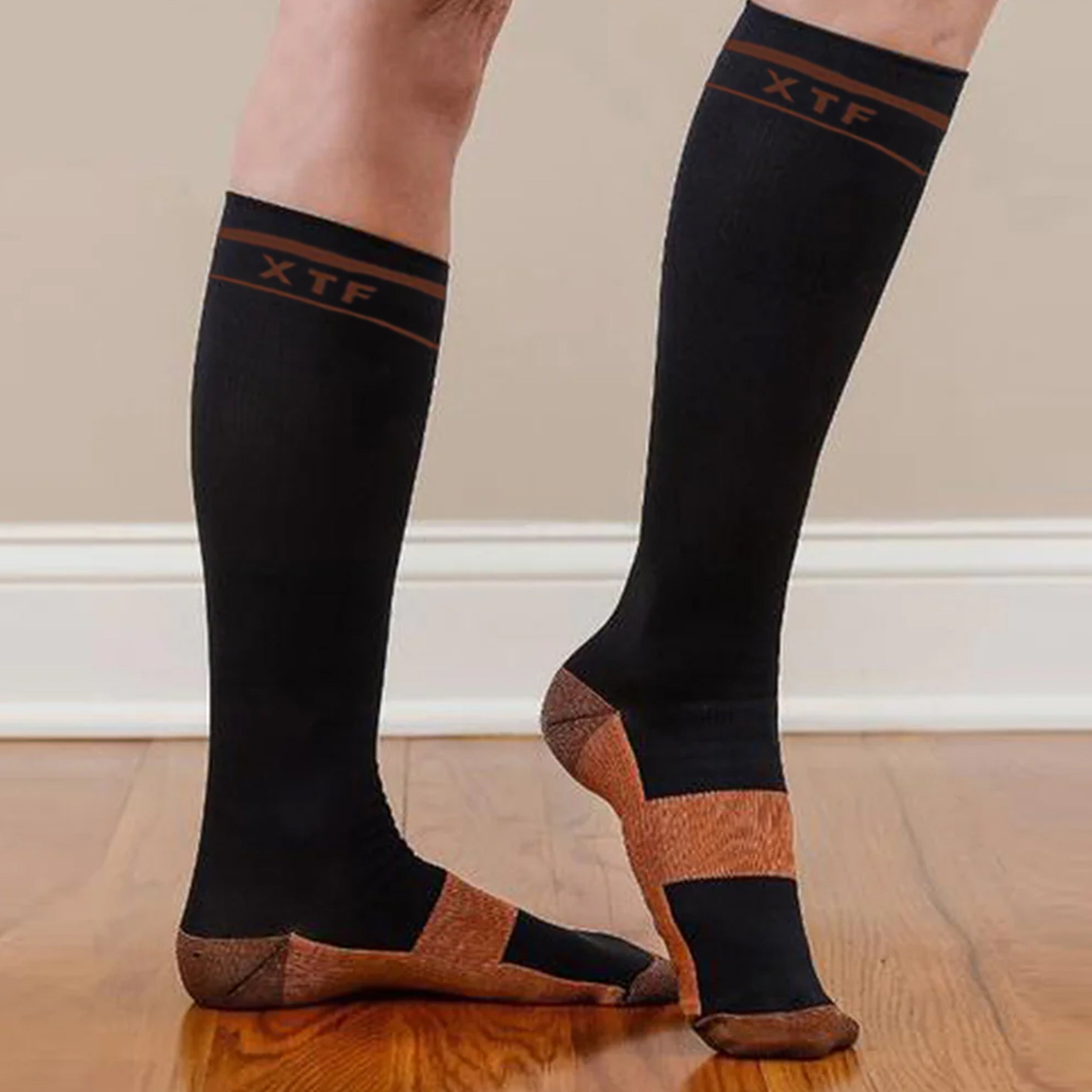 6-Pairs: Unisex Copper-Infused Knee High Compression Socks