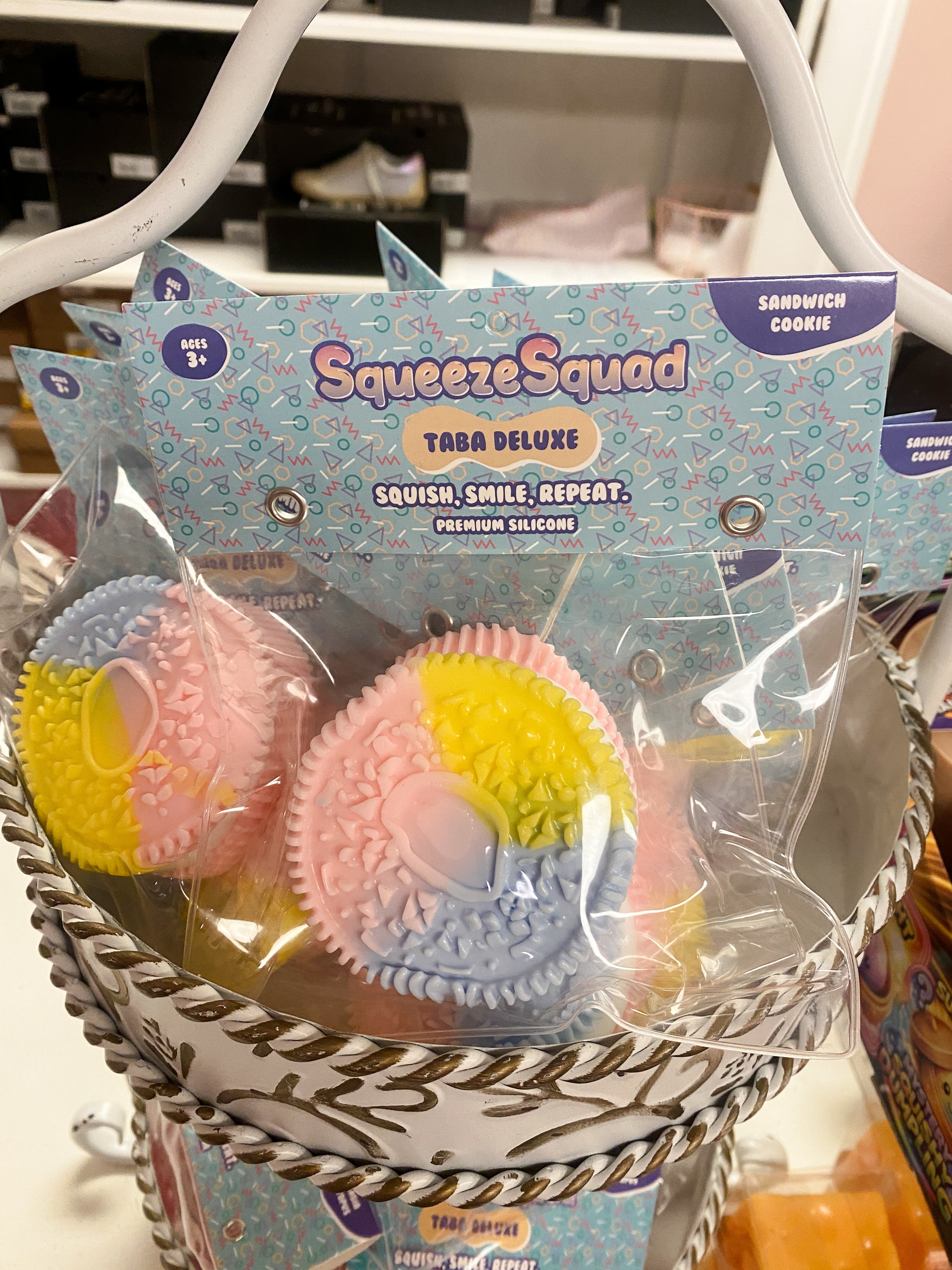 SqueezeSquad Taba Deluxe Silicone Squishy Sandwich Cookie | Premium Fidget Toy