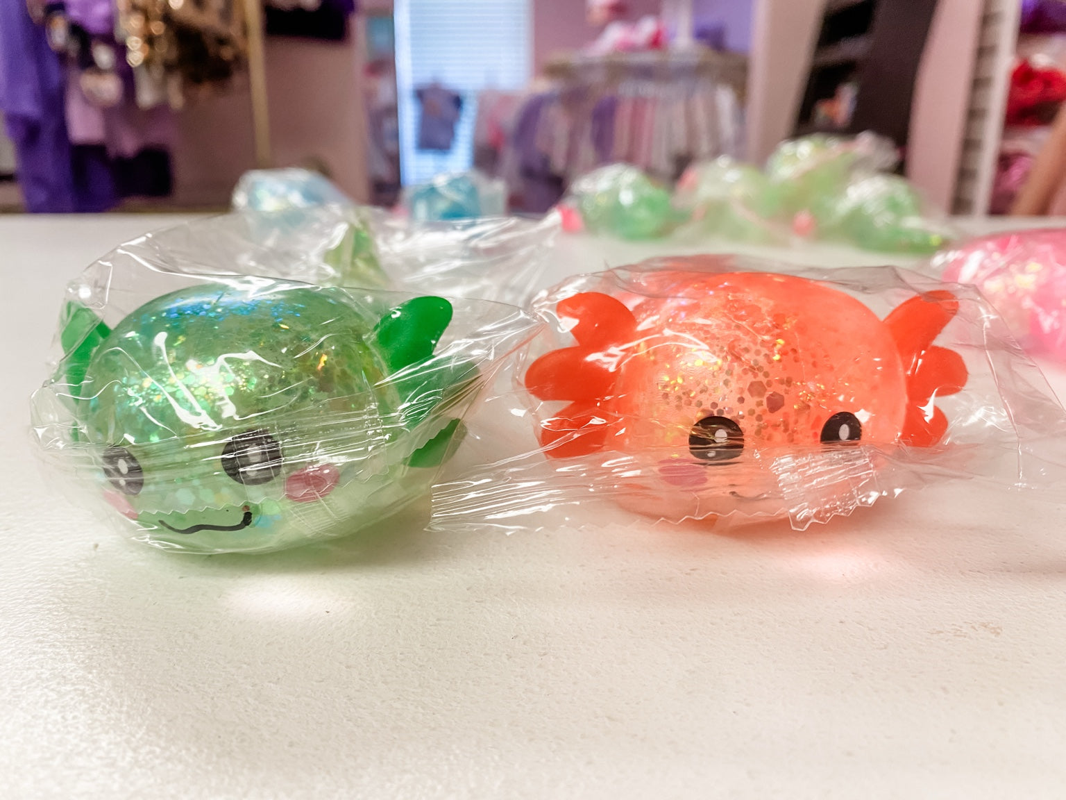 Glitter Crystal Axolotl Squishy Toy | Slow Rise Sensory Fidget | Stress Relief Squeeze Toy for Kids & Adults