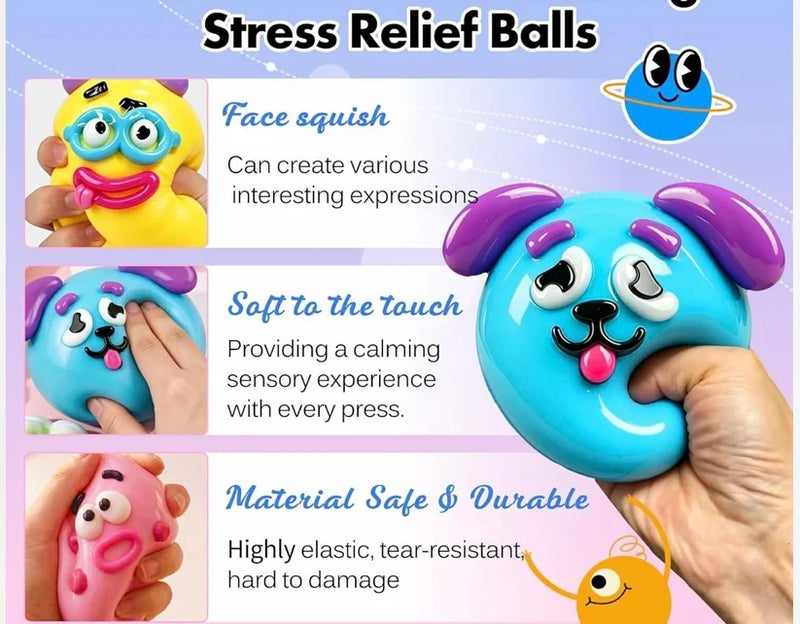 Funny Face Expressions Squishy Ball - Slow Rising Sensory Stress Toy