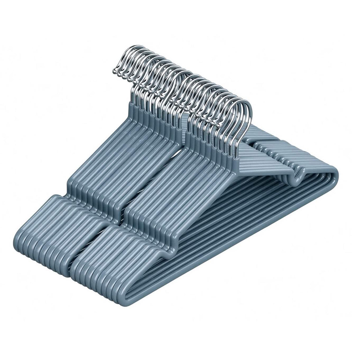 20 blue non-slip coated metal clothes hangers