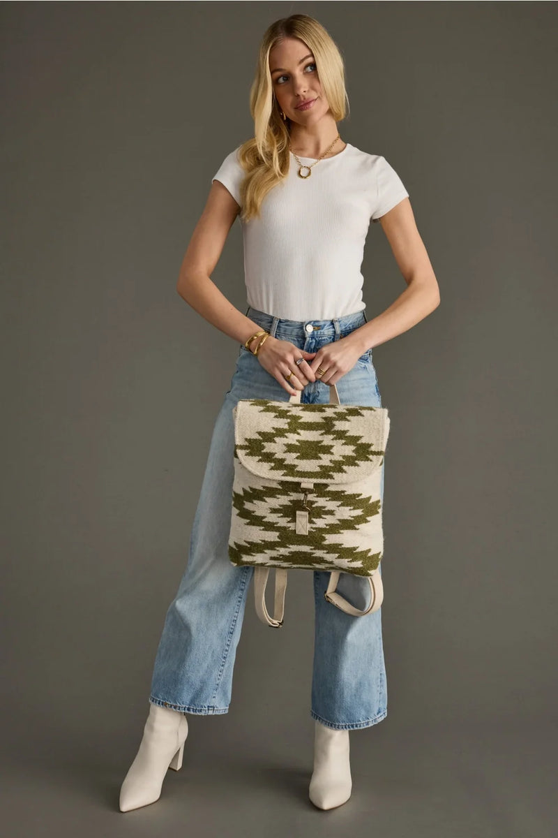 Cream & Olive Western Backpack