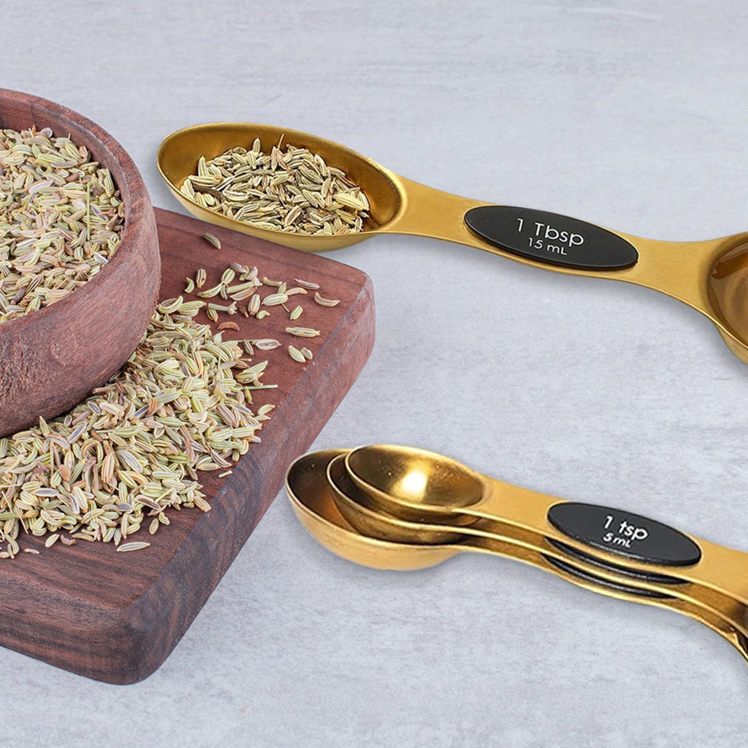 8-Piece: Double Sided Stackable Copper Magnetic Measuring Spoons Set with Leveler