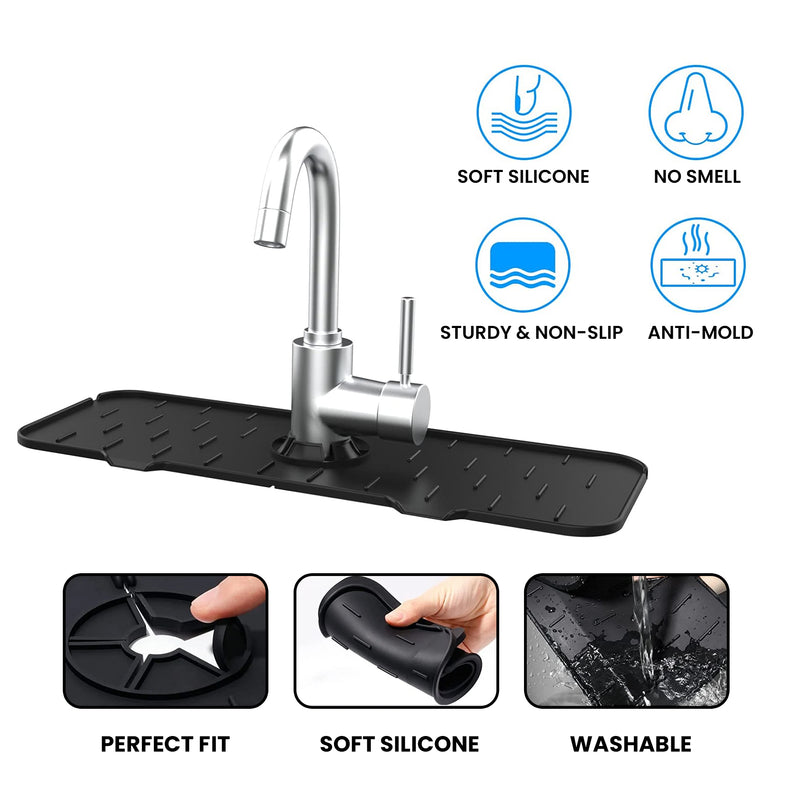 Silicone Kitchen Sink Faucet Splash Guard and Drip Catcher Tray