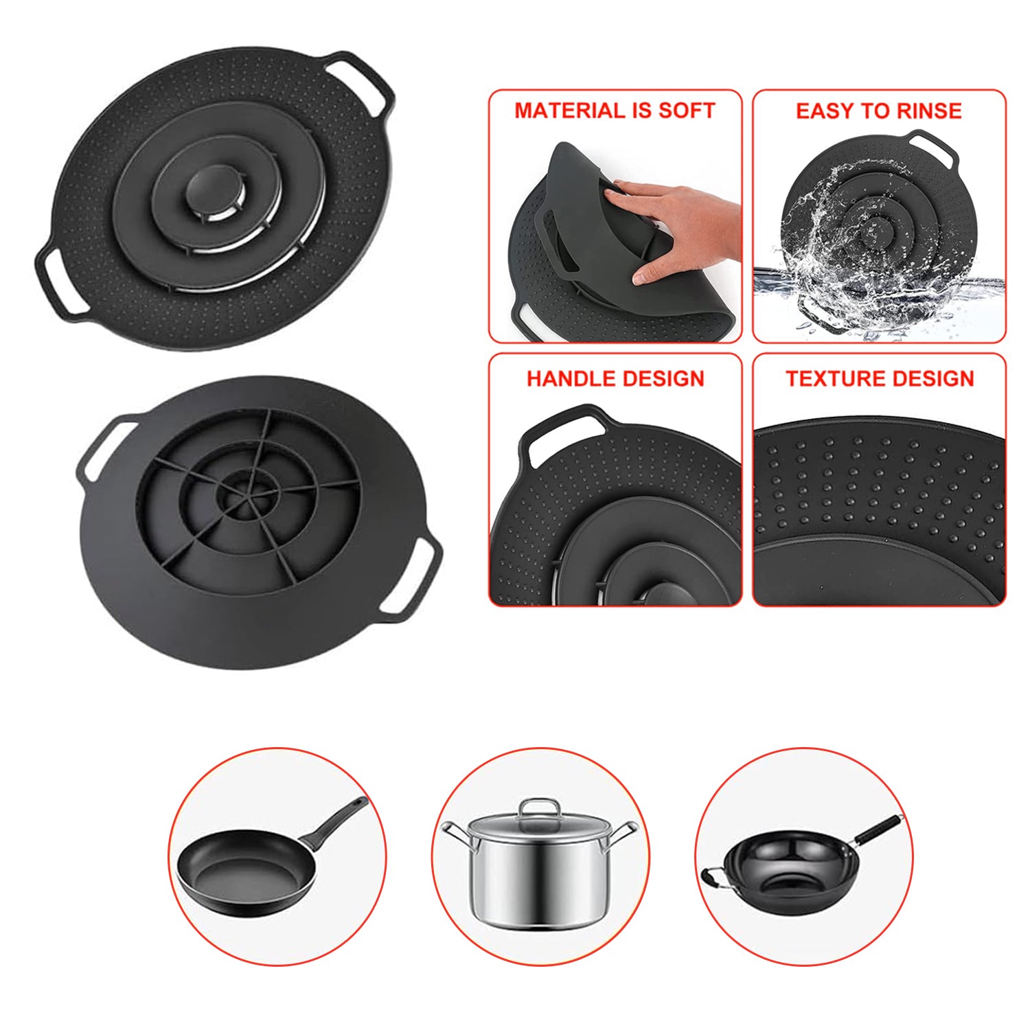 Boil Over Spill Stopper Safeguard Lid Cover For Pots And Pans