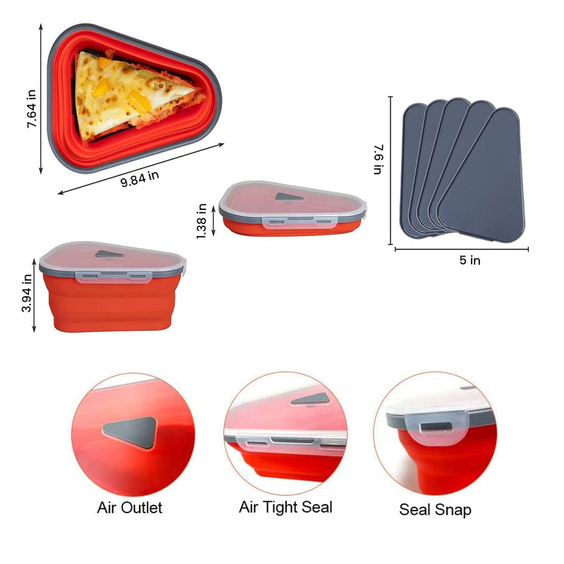 Collapsible Adjustable Reusable Pizza Storage Container with 5 Microwavable Serving Trays