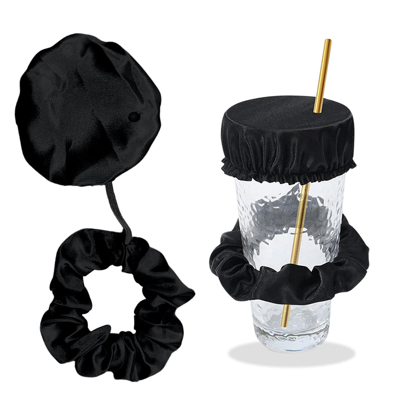 Reusable Anti-Spike Scrunchie Drink Mug Glass Cover Cap Headband with Straw Hole for Covering Drinks Party, Club, Disco