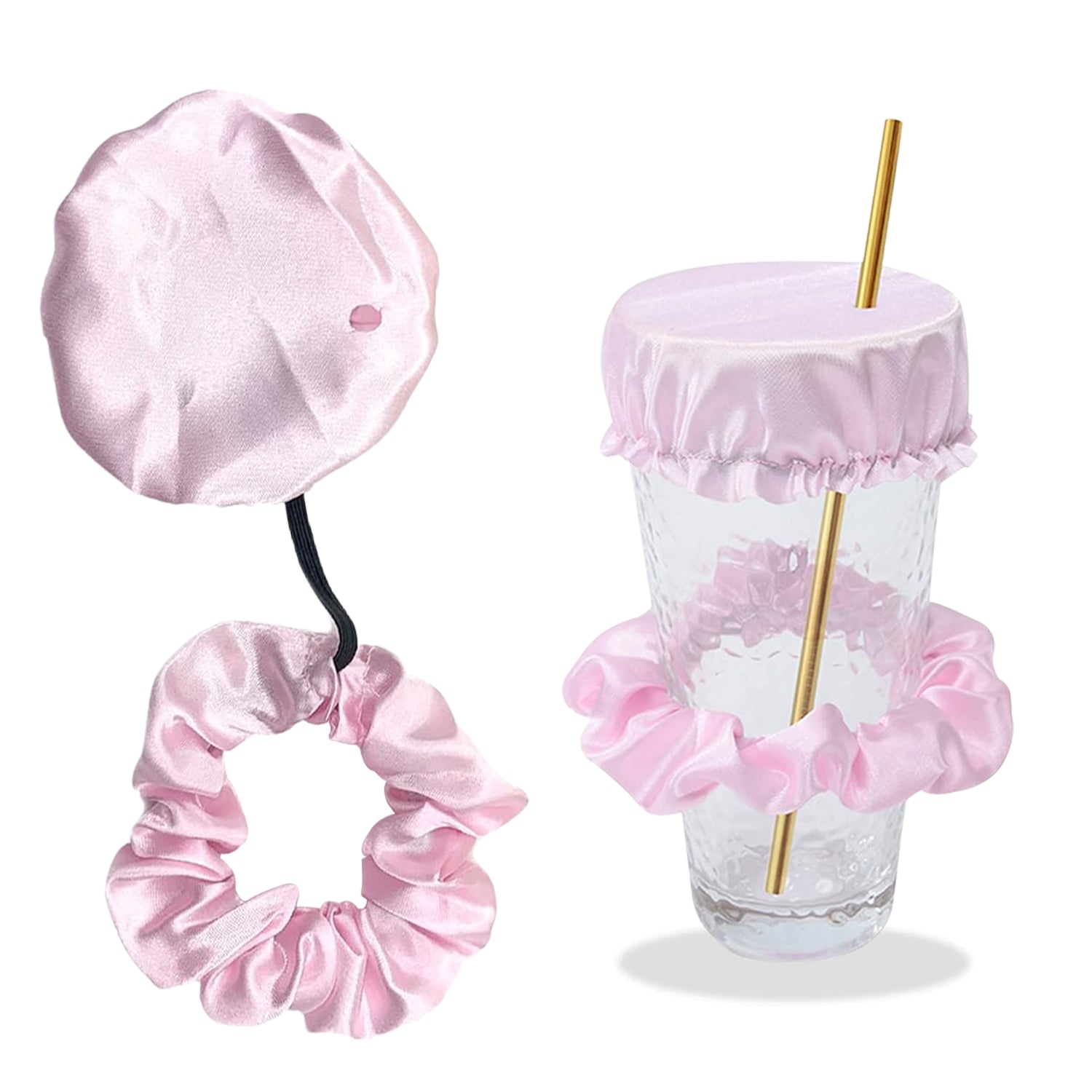 Reusable Anti-Spike Scrunchie Drink Mug Glass Cover Cap Headband with Straw Hole for Covering Drinks Party, Club, Disco