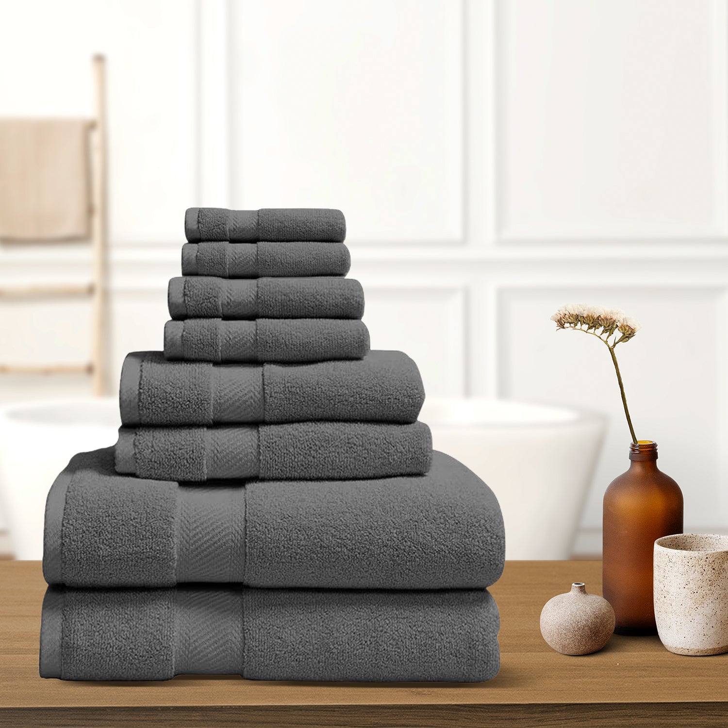 8-Piece: 100% Organic Cotton Bath Towel Set