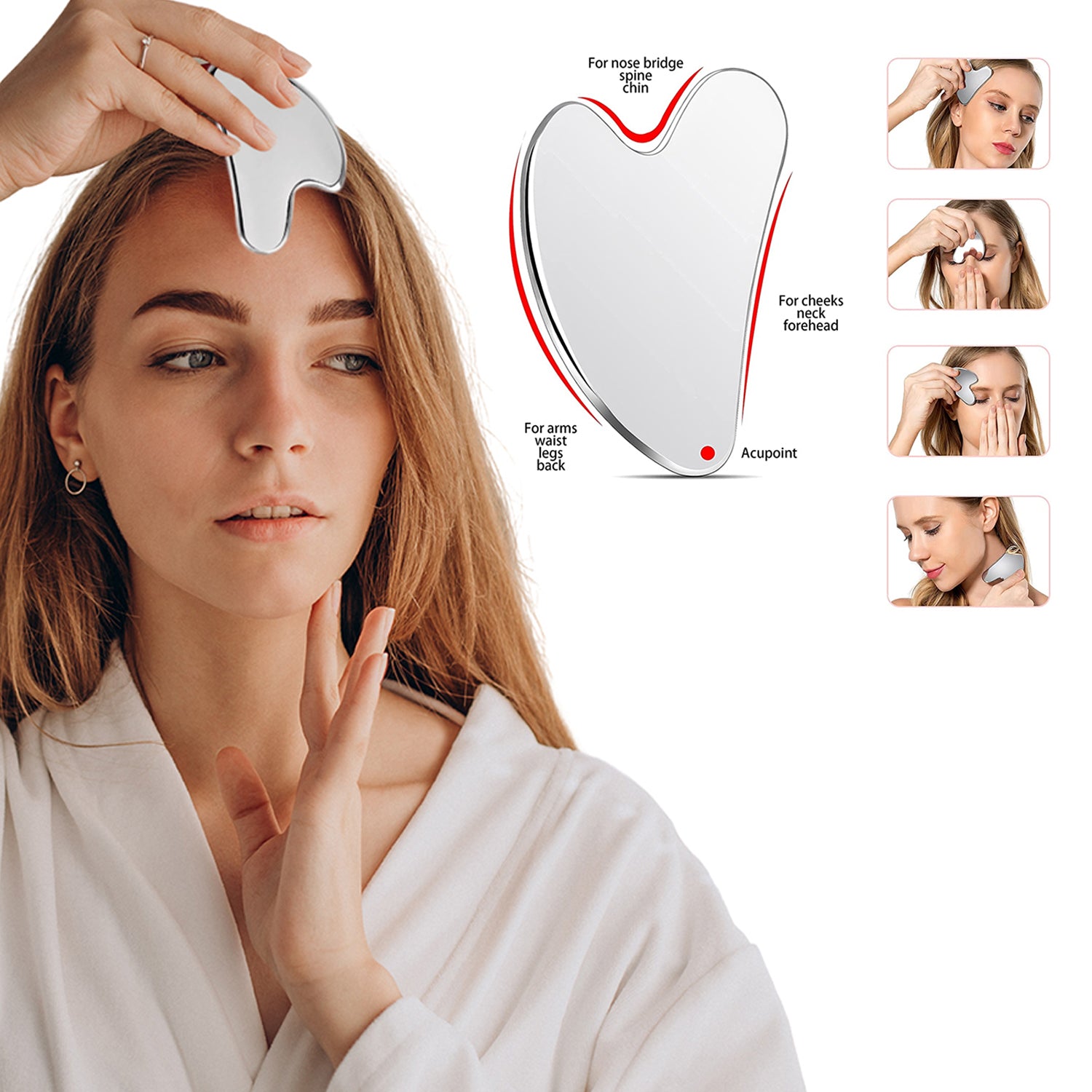 Stainless Steel Gua Sha Massage Scraper Tool For Facial Skin Care