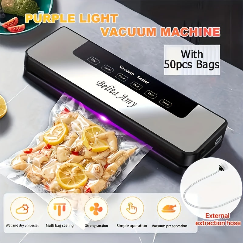65Kpa Vacuum Sealer Machine Food Saver Wet Dry Automatic w/50 Bags Commercial