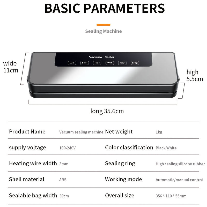 Vacuum Sealer Machine - Wet/Dry, Automatic, Includes 50 Bags