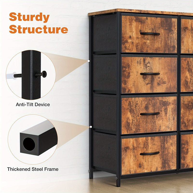 8 Drawer Dresser Storage Organizer Fabric Drawers Chest Bedroom Hallway Unit