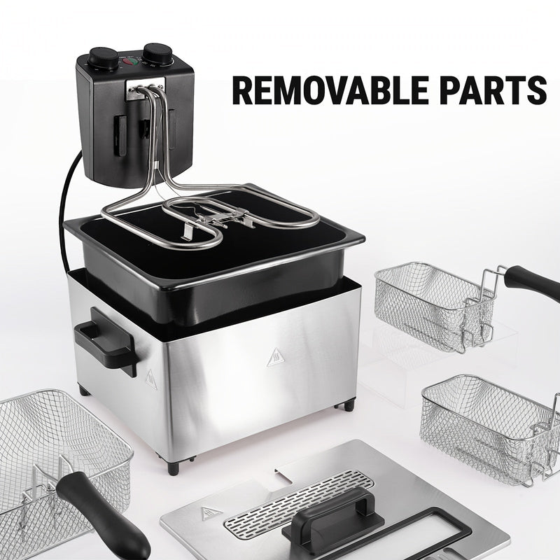 1700W Electric Deep Fryer 3L/5L Stainless Steel w Basket Timer Temperature