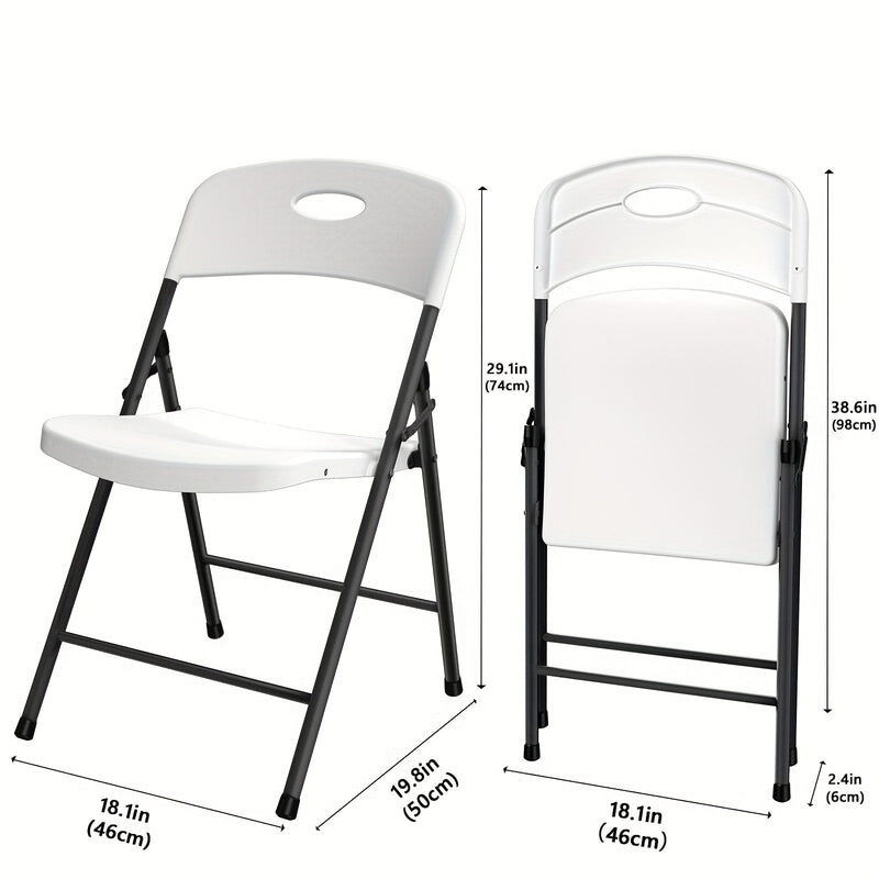 2/4/6 Pack White Plastic Folding Chairs Heavy Duty Metal Frame Indoor Outdoor