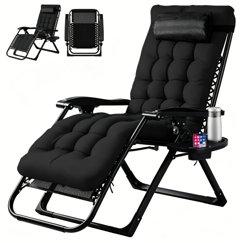 Zero Gravity Recliner Chair Foldable Patio Lounge w/Cup Holder & Cushion