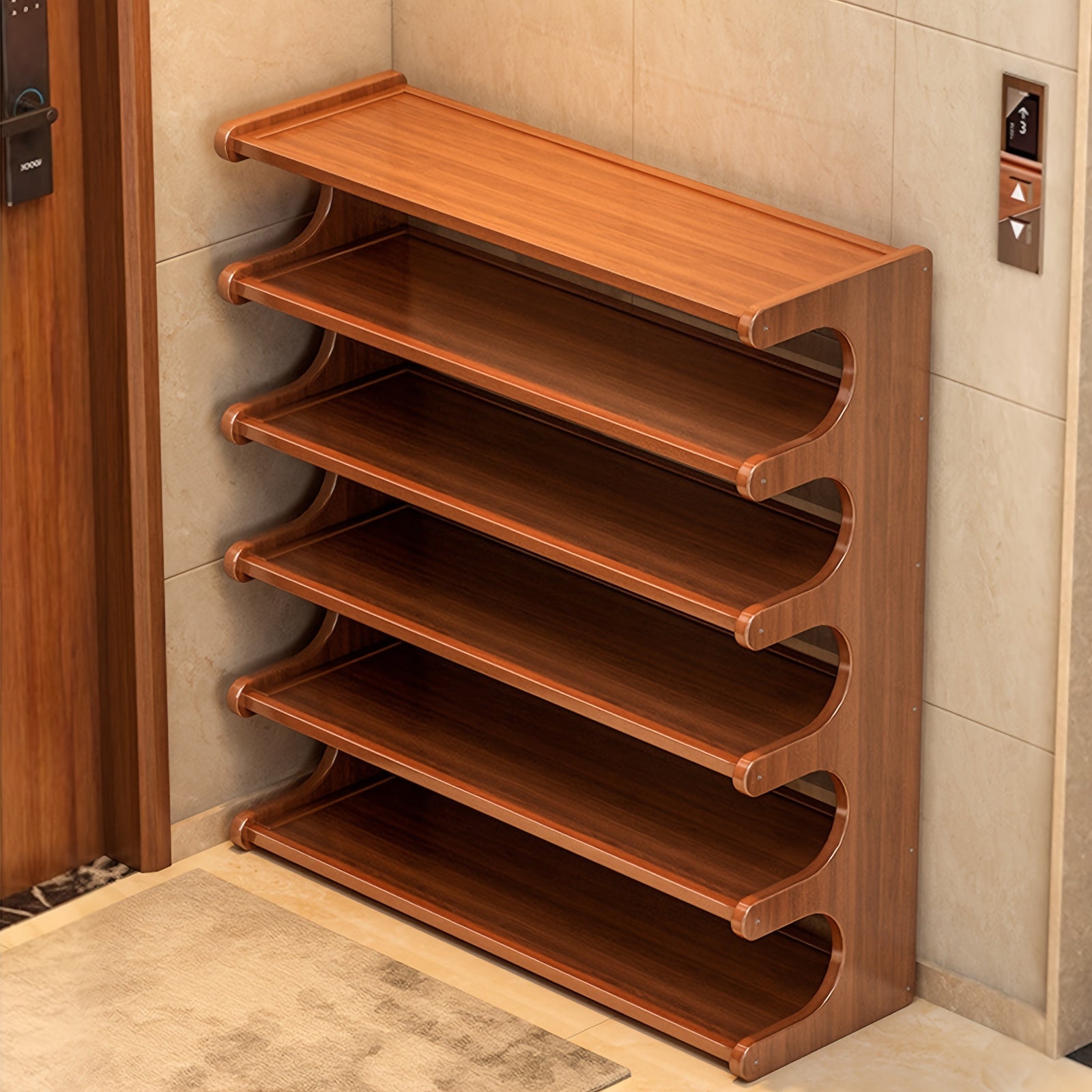 5/6 Tier Bamboo Shoe Rack Organizer Wooden Shelf Entryway Space Saving