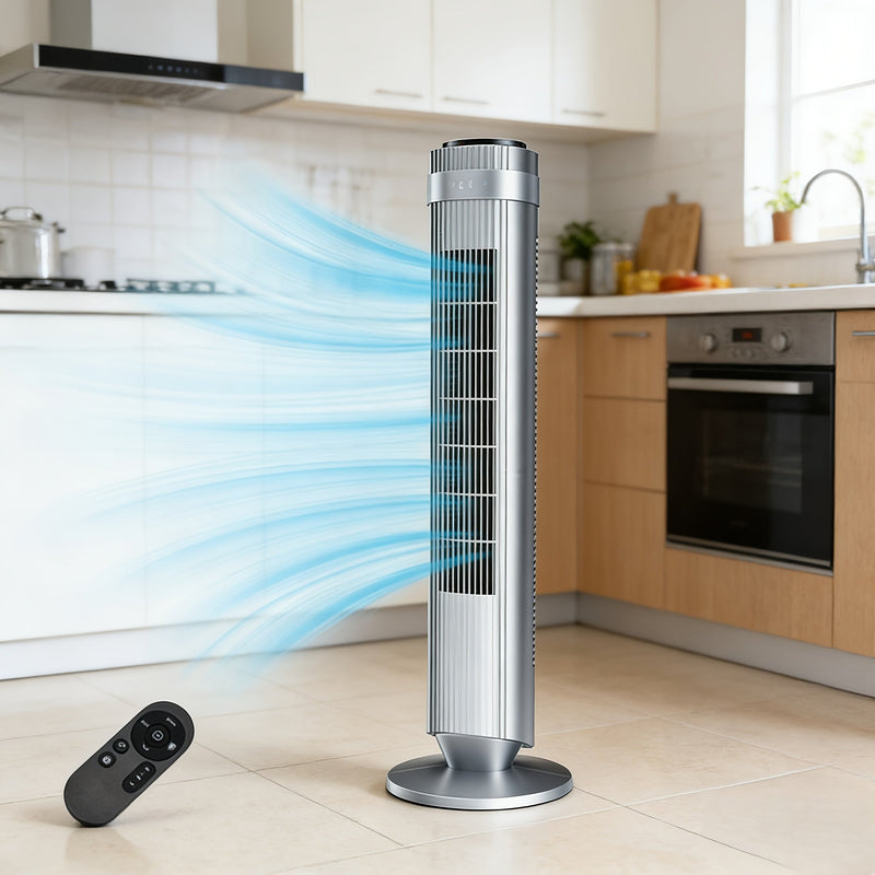 Bladeless Tower Fan - 5 Speeds, 64° Oscillating, Remote & Timer