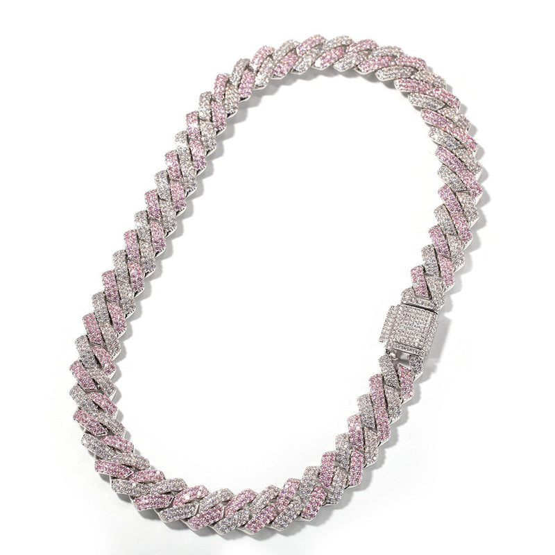 Hip-hop bar-style Cuban zircon-encrusted necklace