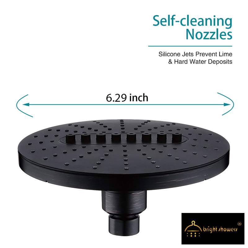 Bright Showers 6.3" 2-Spray Rainfall Shower Head with Adjustable Angles