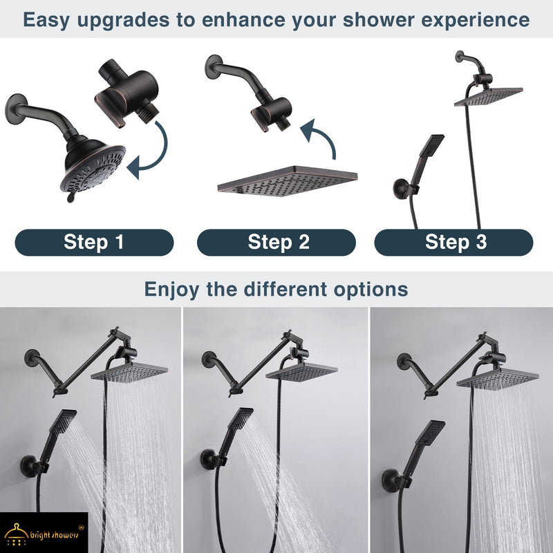 Dual Shower Head-Rain Shower Head with Handheld Shower Set, Diverter