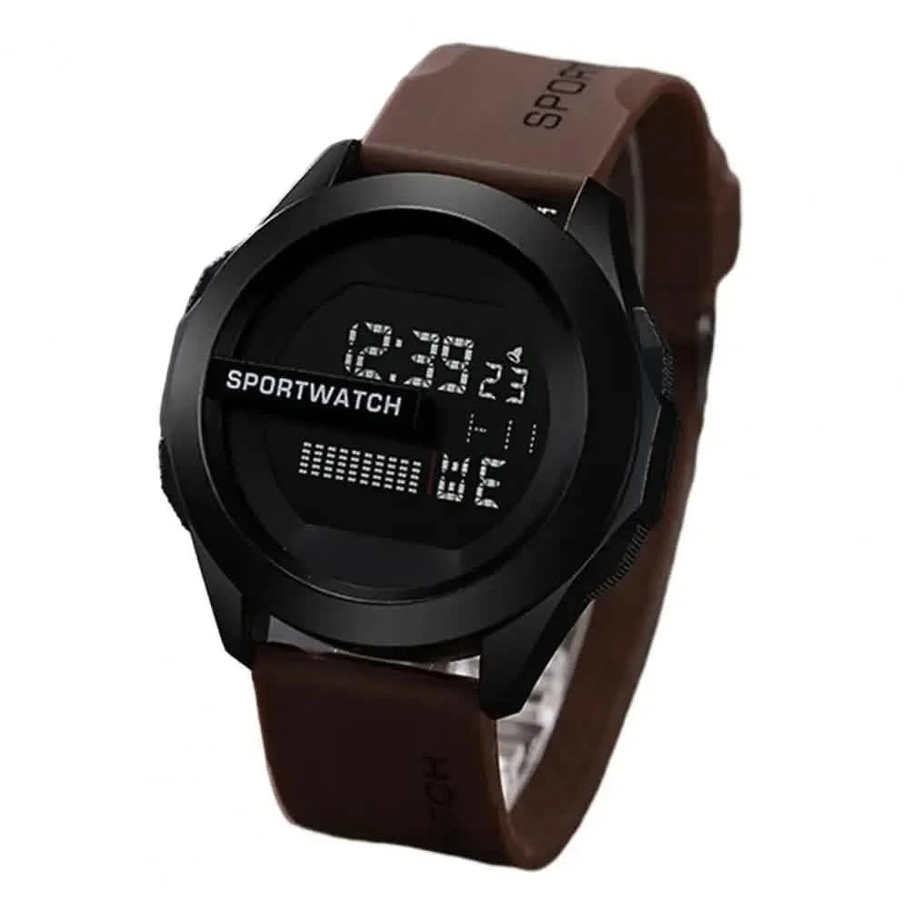Men's LED Digital Sports Watch – 50mm Case, Waterproof 3ATM, Alarm & Stopwatch