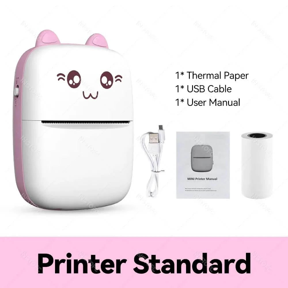 Portable 58mm Mini Thermal Photo & Label Printer - Bluetooth Sticker Memo Printer for iOS & Android (Compatible with 57mm Paper)