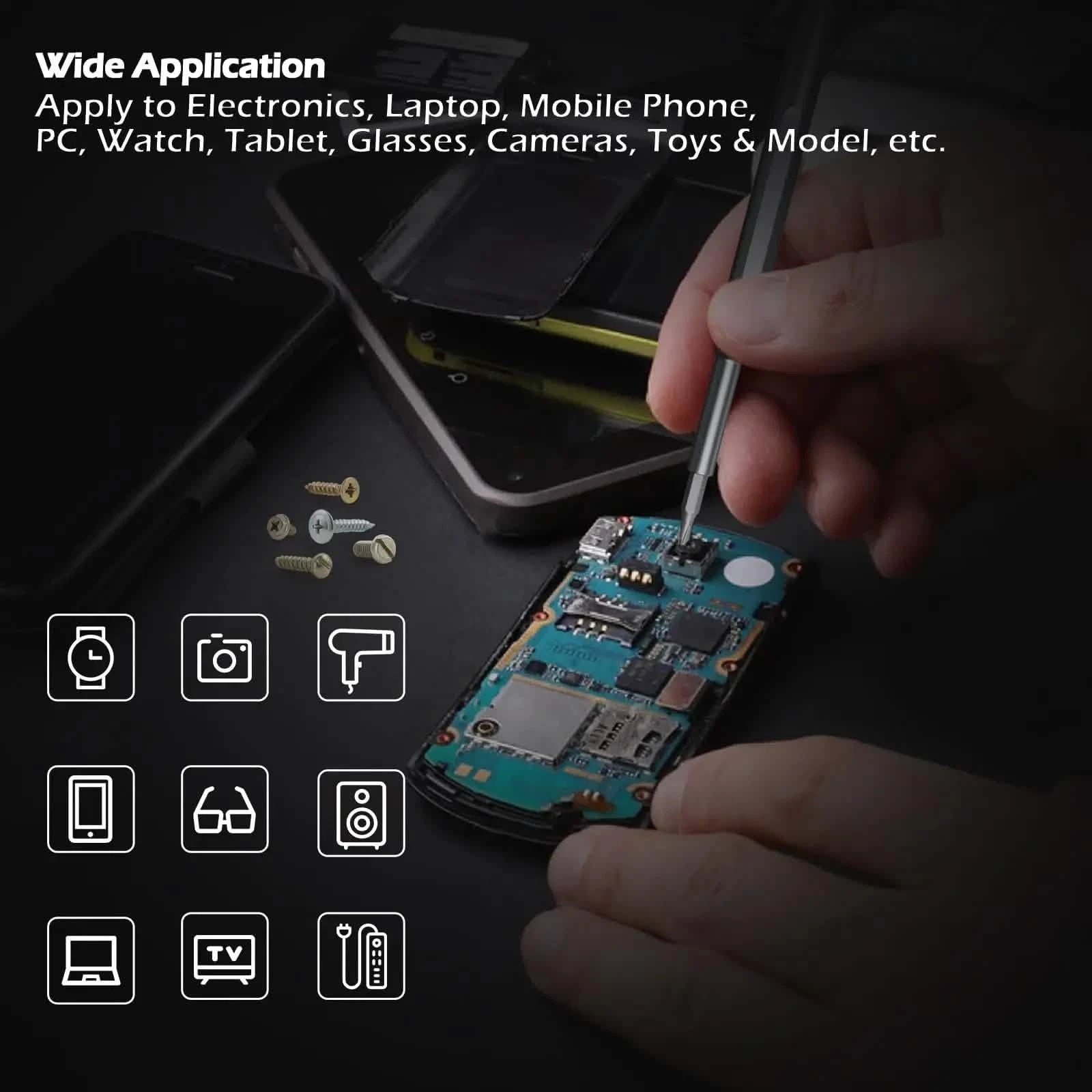 25-in-1 Precision Magnetic Screwdriver Kit - S2 Bits for iPhone, PC, Laptop, Watch, Camera, Glasses