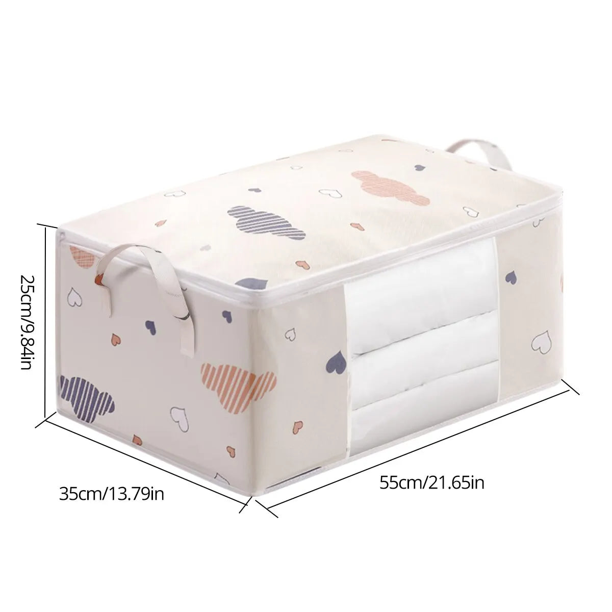 Foldable Large Capacity Clothes Storage Bag Organizer – Reinforced Handle & Sturdy Zipper | Medium 55×35×25 cm / Large 60×40×30 cm