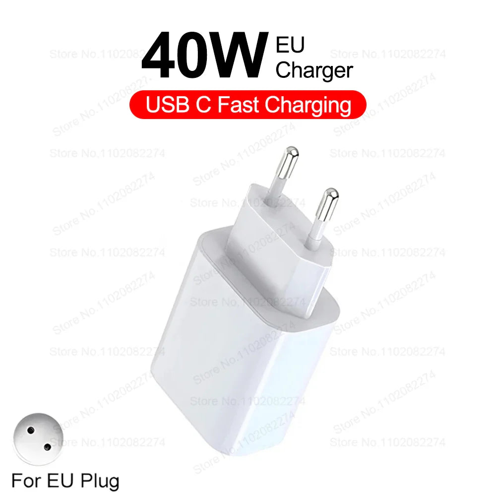 40W USB-C Fast Charger for iPhone - PD Quick Charge Power Adapter with 1 USB-C Port