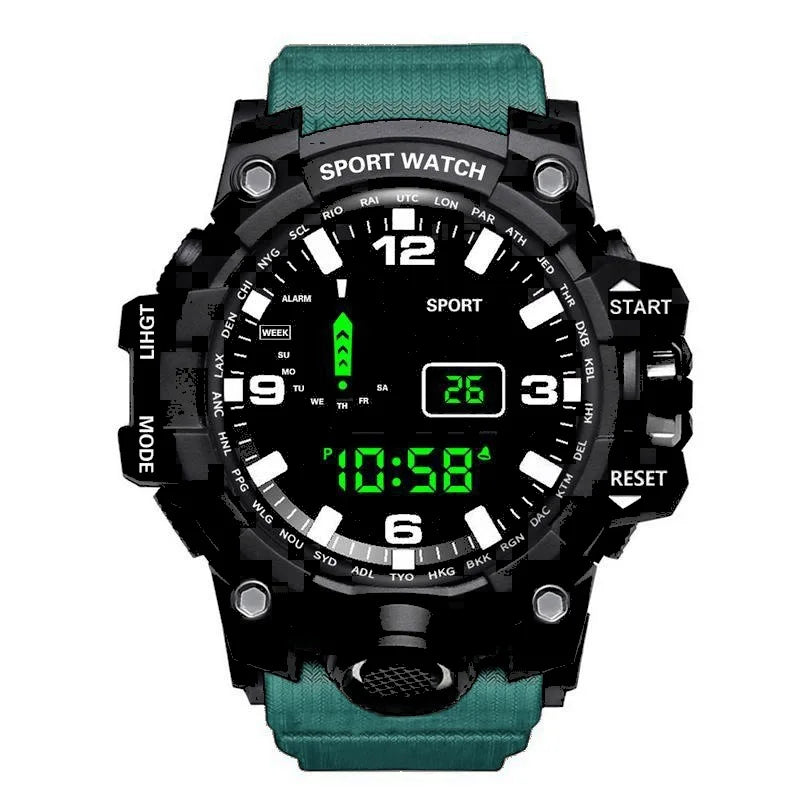 Men's Large Dial Digital Sports Watch – 55mm Waterproof Luminous Alarm Military Style