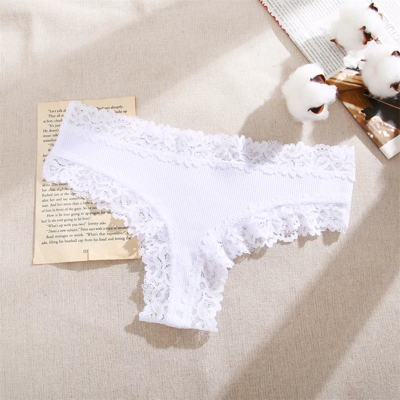 5Pcs/set Women Cotton Panties Floral Lace Intimate Underwear S-XL