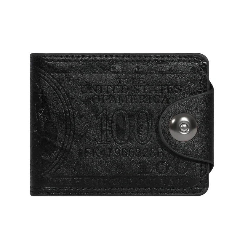 PU Leather Wallet with USD Print, High-Capacity Card & Cash Organizer with Zipper