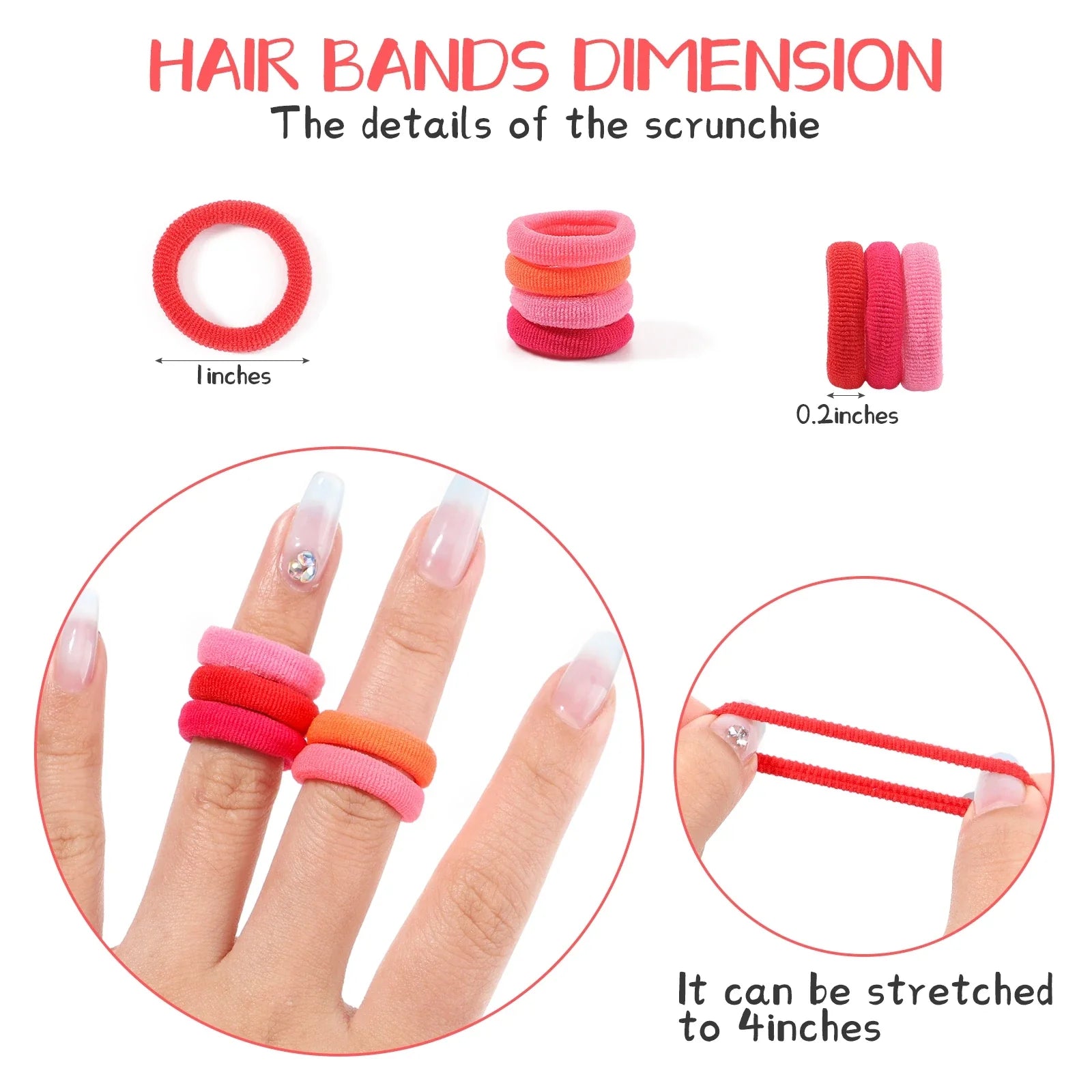 20/50-Pack Kids Elastic Hair Bands, Colorful Girls Scrunchies & Baby Hair Ties