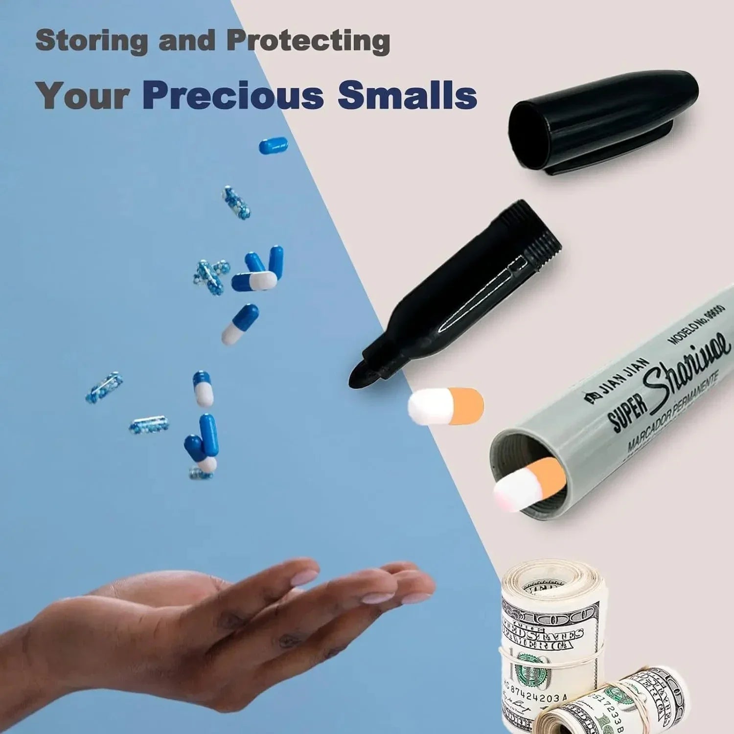 Hidden Compartment Marker Pen Diversion Safe, Discreet Storage for Cash & Jewelry — 14.5 × 1.5 × 1 cm (5.7 × 0.6 × 0.4 in)