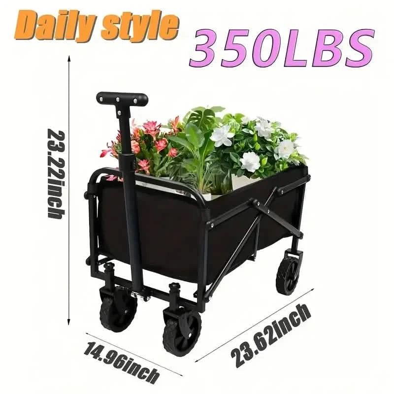 Collapsible Wagon Cart with All-Terrain Wheels — Heavy-Duty Foldable Beach, Shopping & Camping Utility Cart