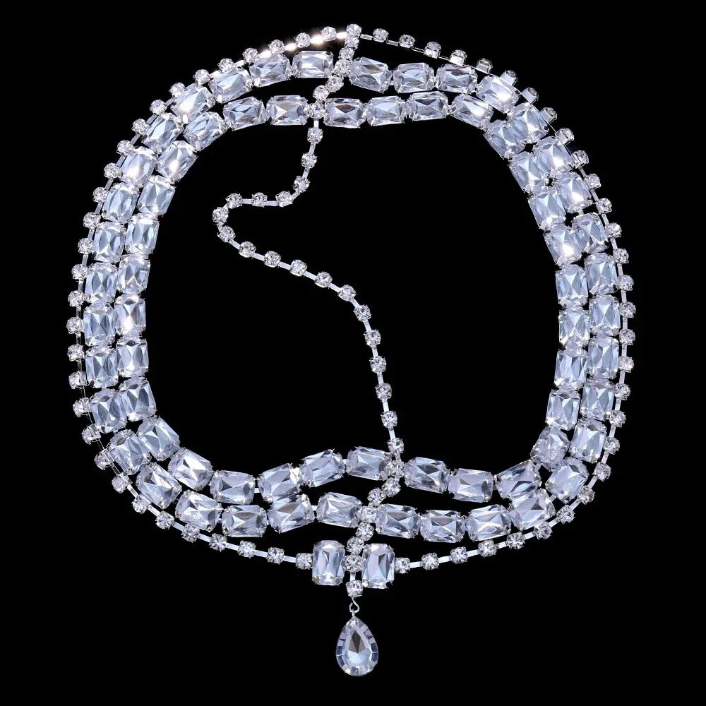 Vintage Rhinestone Head Chain Forehead Headband Indian African Bohemian Hair Accessories Crystal Fringe Tiara Headdress