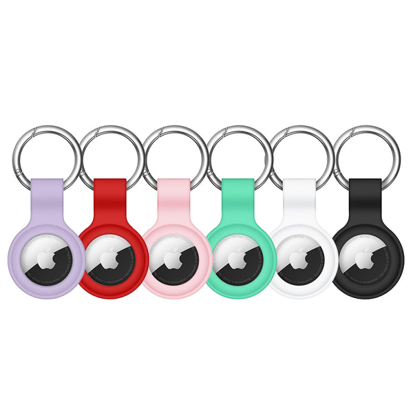 6-Pack: Protective Leather Airtag Holder Tracker Cover with Loop Key Ring