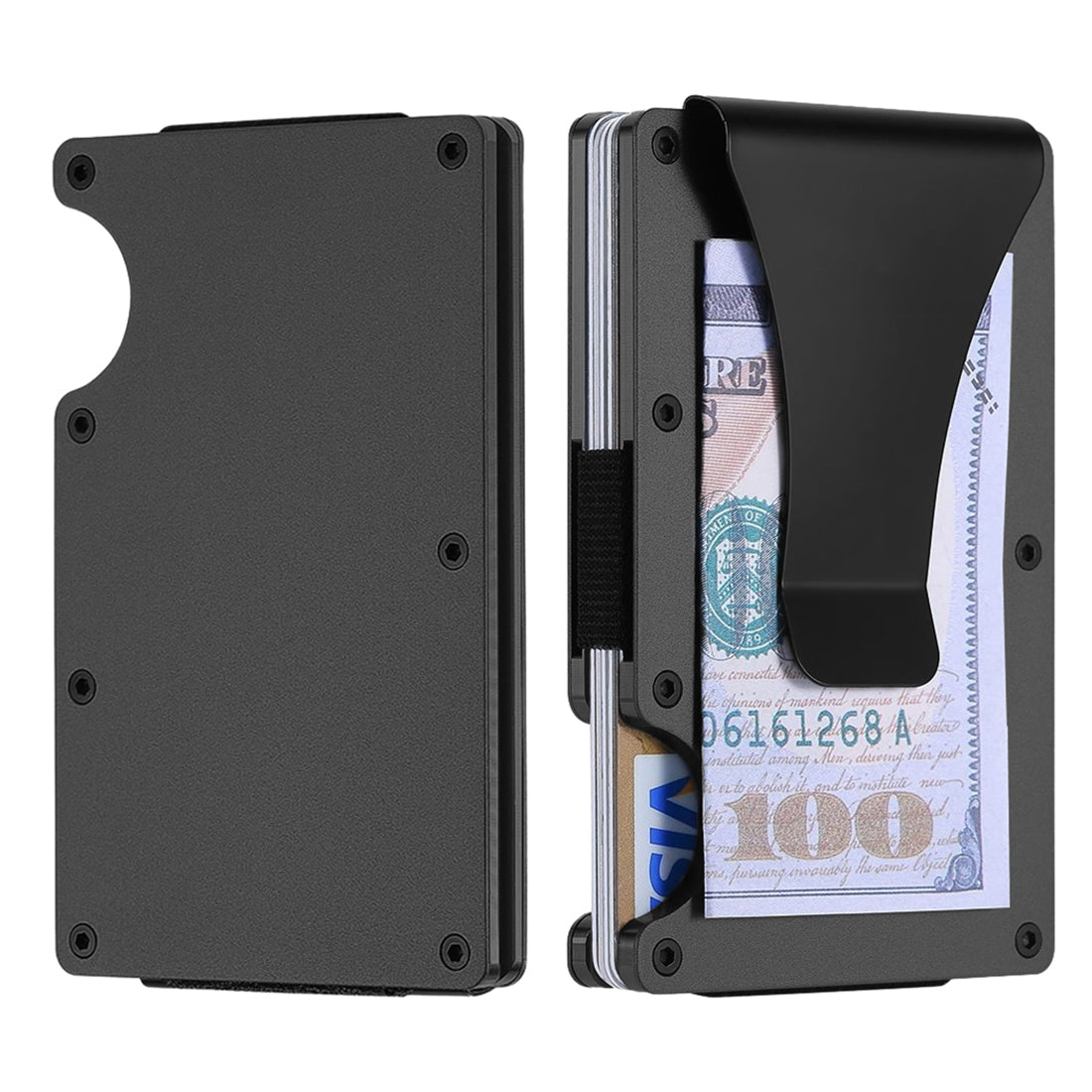 RFID Blocking Minimalist Scratch Resistant Slim Credit Card Holder Wallet with Easily Removable Money Clip