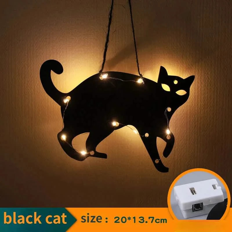Halloween Hanging 10LED Castle Witch Ghost Spider Web Luminous Charm Indoor Outdoor Party Horror Props Decoration
