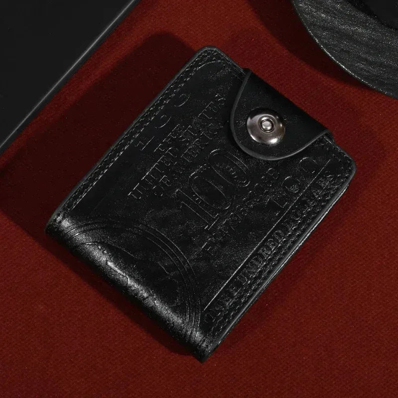 PU Leather Wallet with USD Print, High-Capacity Card & Cash Organizer with Zipper
